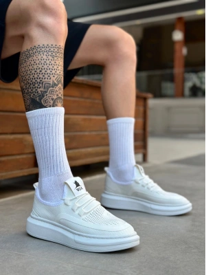 BA0375 Özel Örme Triko Tarz Beyaz Taban Spor Ayakkabı