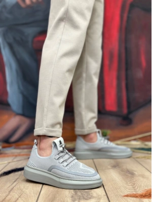 Ba0375 Özel Örme Triko Tarz Gri Renk Erkek Spor Ayakkabı