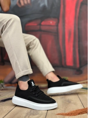 Ba0375 Özel Örme Triko Tarz Siyah Renk Erkek Spor Ayakkabı