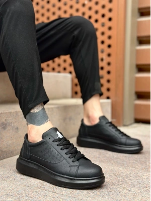 Ba0423 Boa Kalın Siyah Yüksek Taban Siyah Bağcıklı Spor Erkek Ayakkabı Erkek Spor Ayakkabı