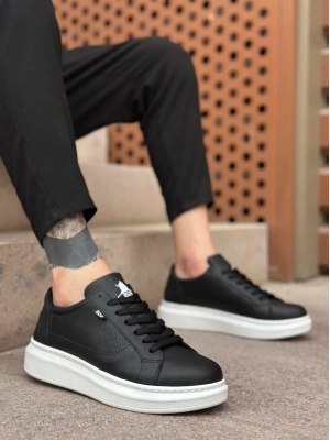 Ba0423 Boa Kalın Yüksek Taban Siyah Bağcıklı Spor Erkek Ayakkabı Erkek Günlük Ayakkabı