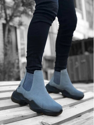 Ba0444 Bağcıksız Rahat Yüksek Taban Füme Erkek Spor Yarım Bilek Erkek Bot