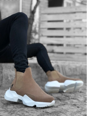 Ba0444 Bağcıksız Rahat Yüksek Taban Vizon Erkek Spor Yarım Bilek Erkek Bot