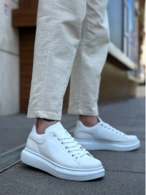 Ba0547 Boa Kalın Yüksek Taban Beyaz Bağcıklı Spor Erkek Ayakkabı Erkek Spor Ayakkabı