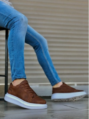 Ba0548 Boa Kalın Yüksek Taban Taba Beyaz Bağcıklı Spor Erkek Ayakkabı Erkek Günlük Ayakkabı