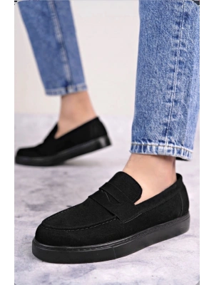 BA0580 Bağcıksız Kuşaklı Yüksek Süet Siyah Taban Erkek Ayakkabı