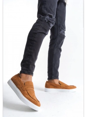 BA0580 Bağcıksız Kuşaklı Yüksek Taban Taba Süet Erkek Ayakkabı