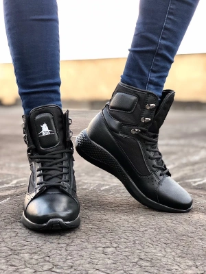 Ba0600 Bağcıklı Siyah Boksör Unisex Spor Postal Erkek Bot