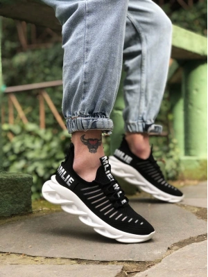 BA0602 Phantom Yüksek Taban Tarz Sneakers Siyah Beyaz Erkek Spor Ayakkabısı