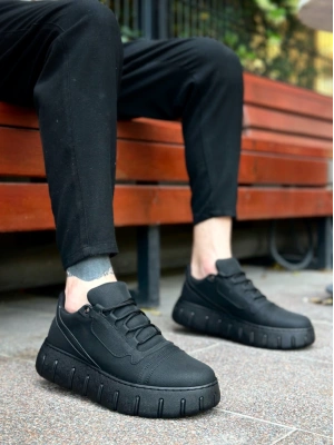 Ba0666 Boa Siyah Yüksek Taban Erkek Erkek Günlük Ayakkabı