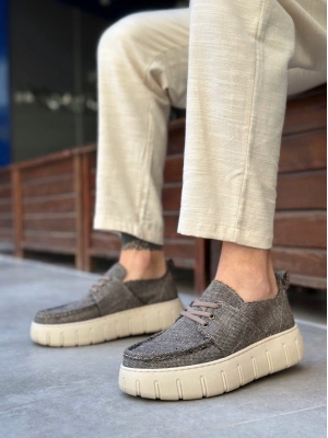 Ba0676 Boa Kahverengi Keten Yüksek Taban Erkek Yazlık Ayakkabı Erkek Günlük Ayakkabı