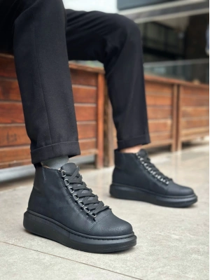 BA0713 Bağcıklı Yüksek Siyah Taban Erkek Tarz Spor Bot