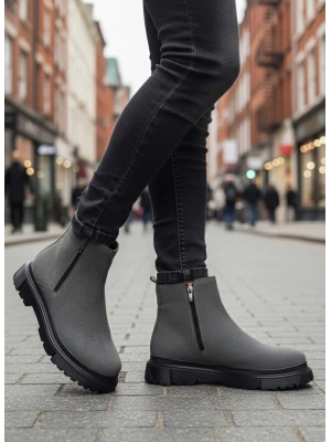 BA0777 Süet Füme Çift Fermuarlı Erkek Yarım Bilek Bot