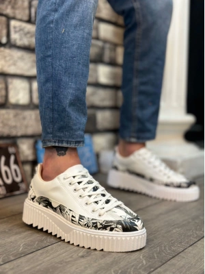 Ba0801 Boa Yüksek Taban Siyah Desenli Erkek Erkek Spor Ayakkabı