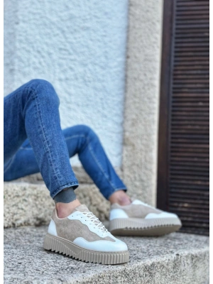 Ba0802 Boa Krem Süet Yüksek Taban Erkek Erkek Günlük Ayakkabı