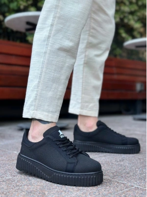 Ba0803 Boa Yüksek Siyah Taban Triko Siyah Erkek Ayakkabı Erkek Günlük Ayakkabı