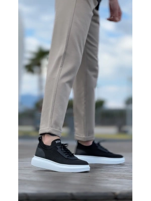 BA0812 Özel Örme Triko Tarz Siyah Renk Spor Ayakkabı