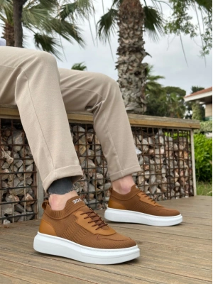 Ba0812 Özel Örme Triko Tarz Taba Renk Erkek Spor Ayakkabı