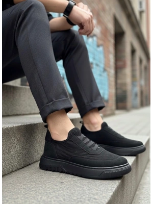 BA0911 Özel Örme Triko Deri Tozu Detaylı Günlük Spor Ayakkabı