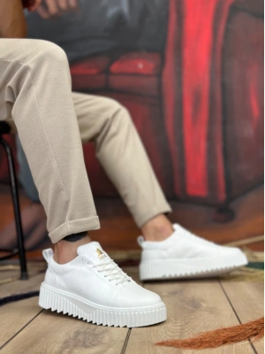 Ba8104 Boa Yüksek Taban Cilt Beyaz Bağcıklı Erkek Ayakkabı Erkek Günlük Ayakkabı