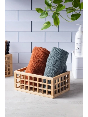 Bambu Organizer Büyük Dolap İçi Düzenleyici Sepet 18x26 cm