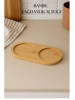 Bambu Yağdanlık Altlığı Çift Yuvalı 9x19 Cm