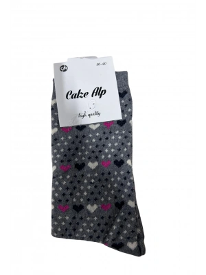 Barış Kalp Desenli Likralı Kadın Soket Çorap 1 Adet