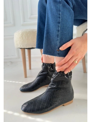 Barxi Siyah Cilt Desenli Kadın Bot