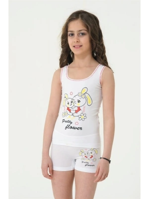 Berrak Kız Tavşan Baskı Geniş Askılı Elastan Takım