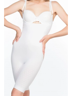 BEYAZ MI Emay 2038 Popo ve Göğsü Açık Paçalı Boy Korse