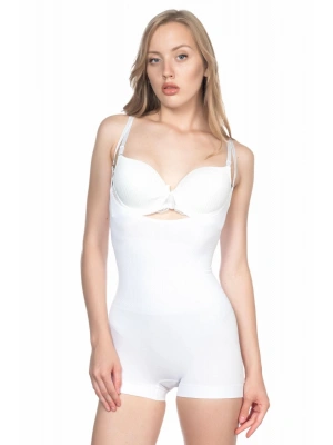BEYAZ MI Emay 2058 Göğsü Açık Kısa Paça Boy Korse