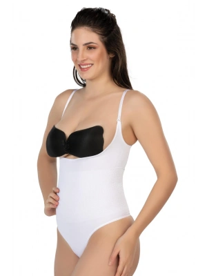 BEYAZ MI Emay 2076 Göğüsü Açık String Body Korse