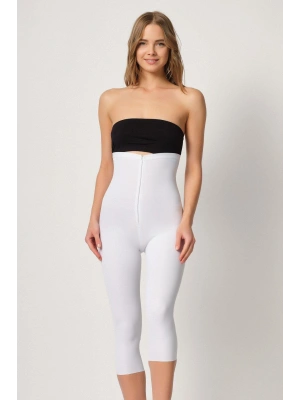 BEYAZ MI Emay 2868 Fermuarlı Kapri Tayt Lazer Korse