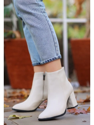 Biya Bej Cilt Topuklu Kadın Bot