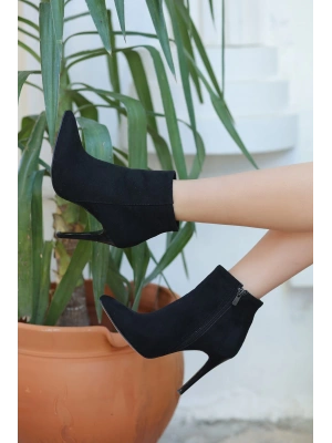 Blan Siyah Süet Topuklu Kadın Bot