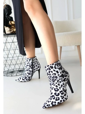 Blan Zebra Saten Topuklu Kadın Bot