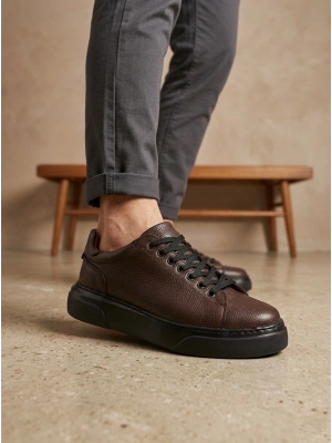 BLF-010 Erkek Sneaker Günlük Casual Spor Ayakkabı Kahverengi Siyah Taban