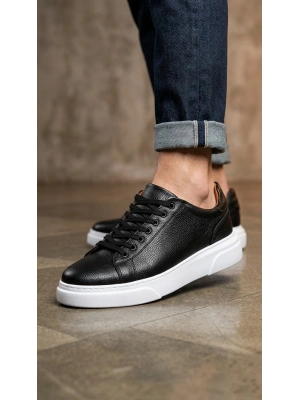 BLF-010 Erkek Sneaker Günlük Casual Spor Ayakkabı Siyah Beyaz Taban