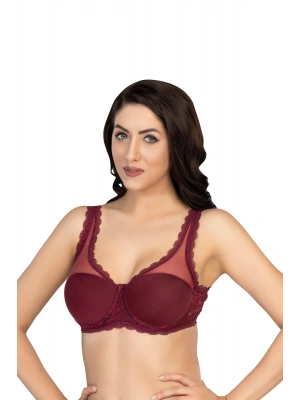 BORDO MI Emay 172 B PEDLİ DANTELLİ BALENLİ MİNİMAZER SÜTYEN