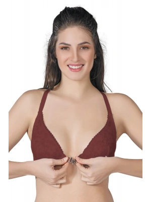 BORDO MI Emay 187 B Önden Açılır Balenli Sporcu Sütyen