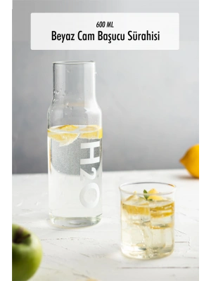 Borosilikat Cam Beyaz Başucu Sürahisi & Cam Sürahi * 600 ml