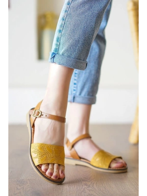 Cardi Hardal Cilt Kadın Sandalet