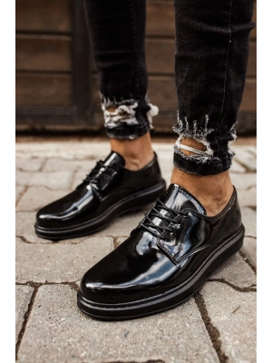 Ch003 Rst Pelle Verniciata Classica Erkek Ayakkabı Siyah Erkek Klasik Ayakkabı