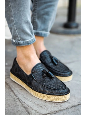 Ch119 Cbt Tassels Erkek Ayakkabı Siyah Erkek Loafer Ayakkabı
