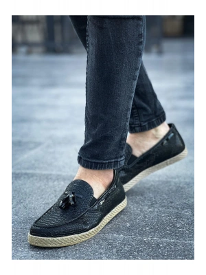 Ch141 Ht Croco Erkek Ayakkabı Siyah Erkek Loafer Ayakkabı