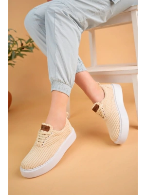 Ch173 Kbt Velluto Kadın Ayakkabı Bej Kadın Spor Ayakkabı