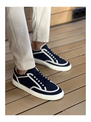 CH2505 - Keten Erkek Ayakkabı Lacivert Beyaz