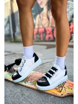 Ch251 Gbt Mirror Furry Kadın Ayakkabı Beyaz/siyah Kadın Spor Ayakkabı