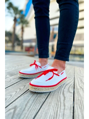 CH311 - Espadril Erkek Ayakkabı BEYAZ/KIRMIZI