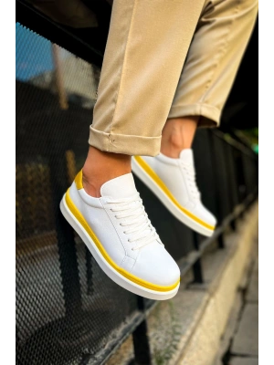 CH979 - Santoni GBT Spor Erkek Ayakkabı BEYAZ/SARI